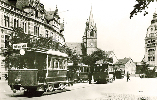 Elektrische Straßenbahn Hauptpost Jahrhundertwende