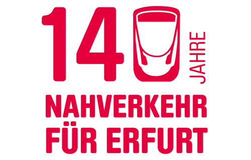 Grafik mit Text 140 Jahre Nahverkehr in Erfurt